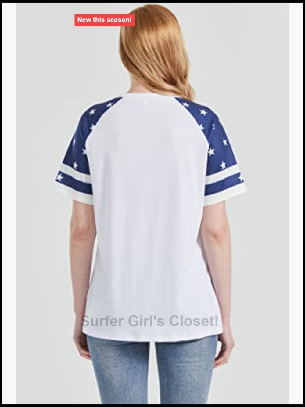 Patriotic T Shirt Women 4th of July American Flag Graphic Tee Raglan Short - Picture 5 of 7